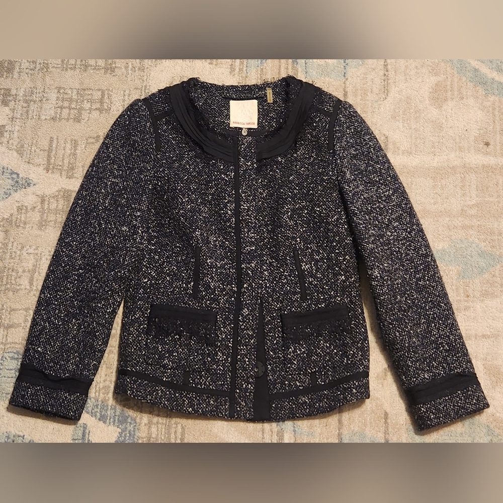 Rebecca Taylor Tweed Blazer. Black. Size 2. EUC